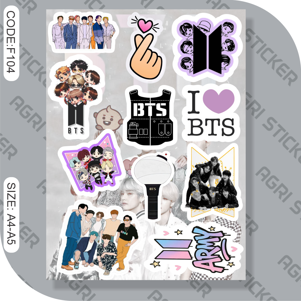 پک استیکر مجموعه BTS (کد F104 ) فروش به صورت عمده