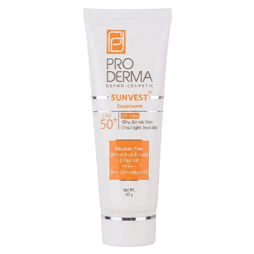 ضد آفتاب پرودرما بی رنگ SPF 50 مناسب پوست چرب و جوش دار حجم 40 میل