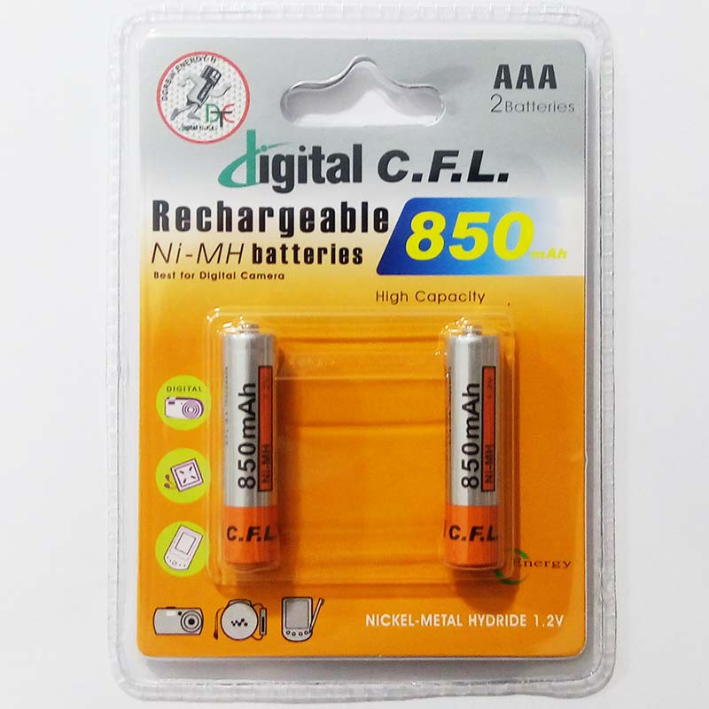 باتری نیم قلمی شارژی Digital C.F.L با ظرفیت 850 میلی آمپر