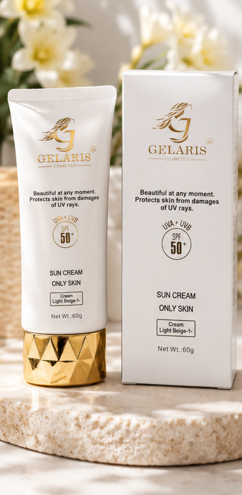 ضدآفتاب رنگی برند GELARIS spf50 بژ روشن حجم 60میل