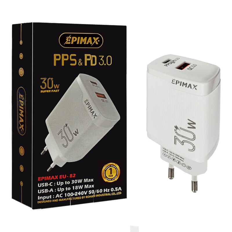 کله شارژر اپی مکس EPIMAX EU-82 USB+PD 30W