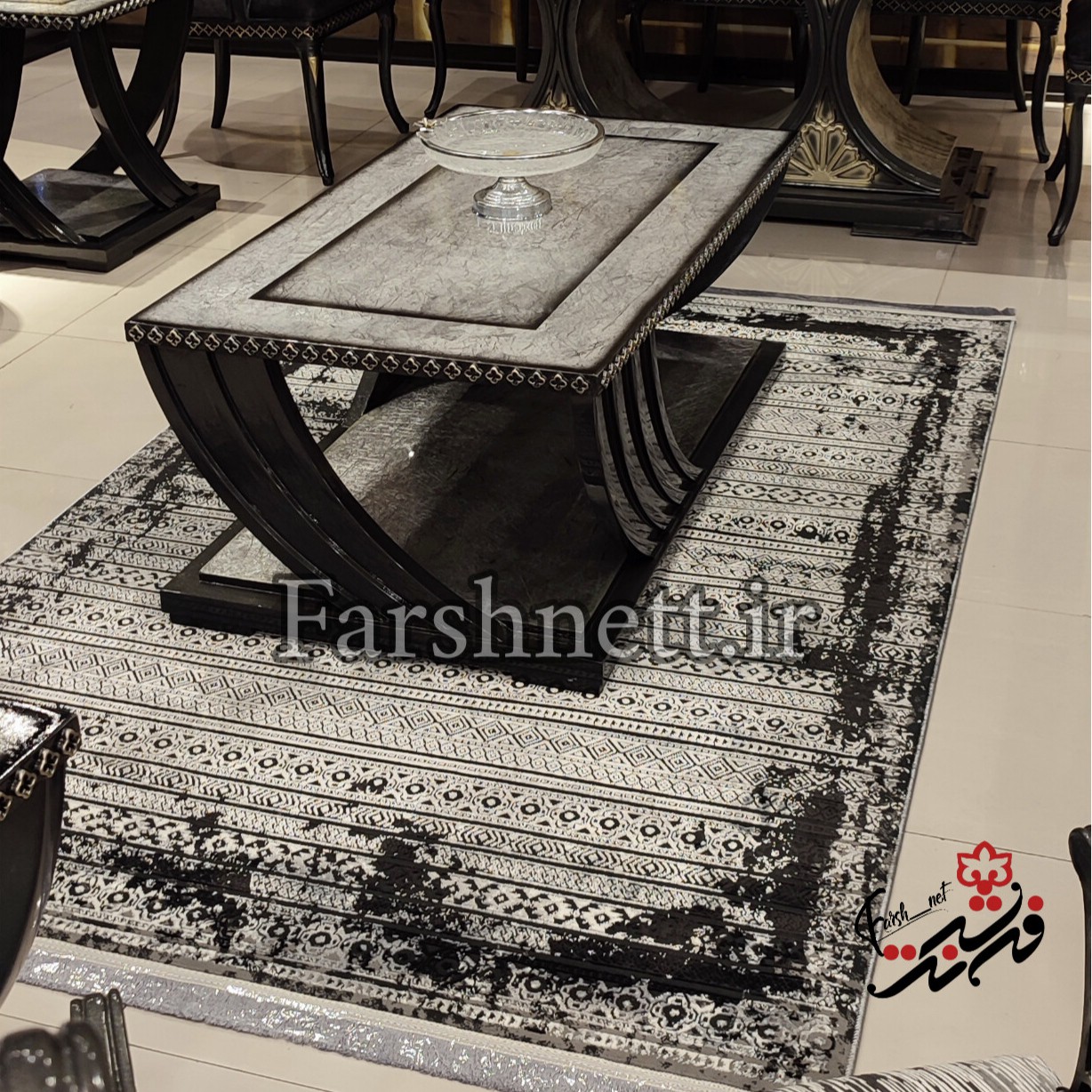 فرش ماشینی لوتوس طرح 9352 رنگ مشکی
