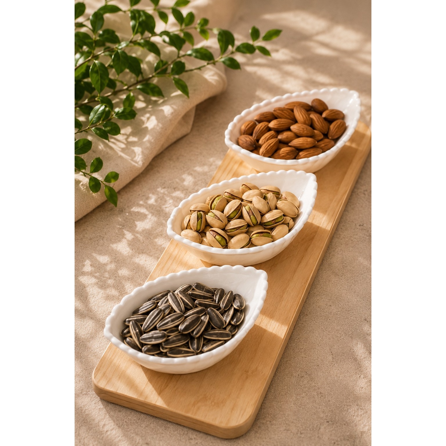 اردو خوری با زیره چوبی طرح صدف مجموعه 4 عددی