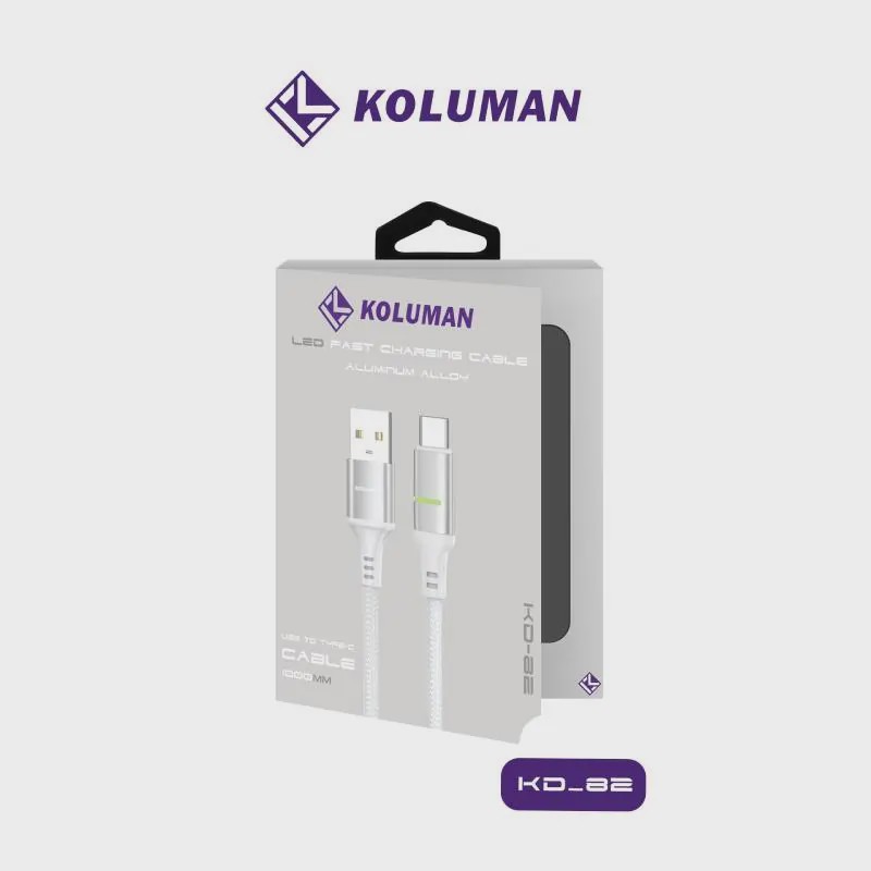 کابل اصلی شارژ کلومن KOLUMAN مدل KD-82 تایپ سی
