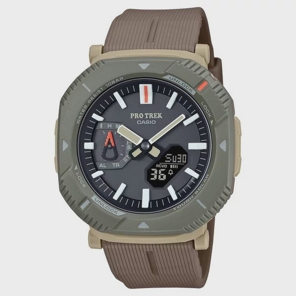 ساعت مردانه کاسیو پروترک CASIO PRO TREK های کوالیتی مستر رنگ قهوه ای