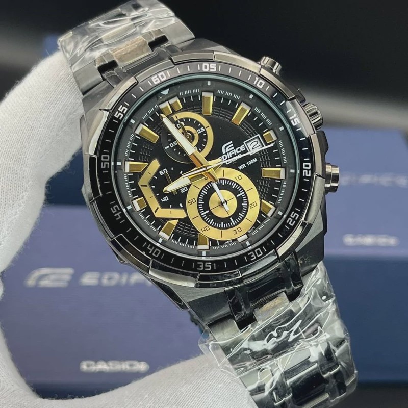 ساعت مچی مردانه کاسیو ادیفایس casio edifice EFR-539BK-1AV بند و قاب استیل رنگ ثابت مشکی،مسترکوالیتی.