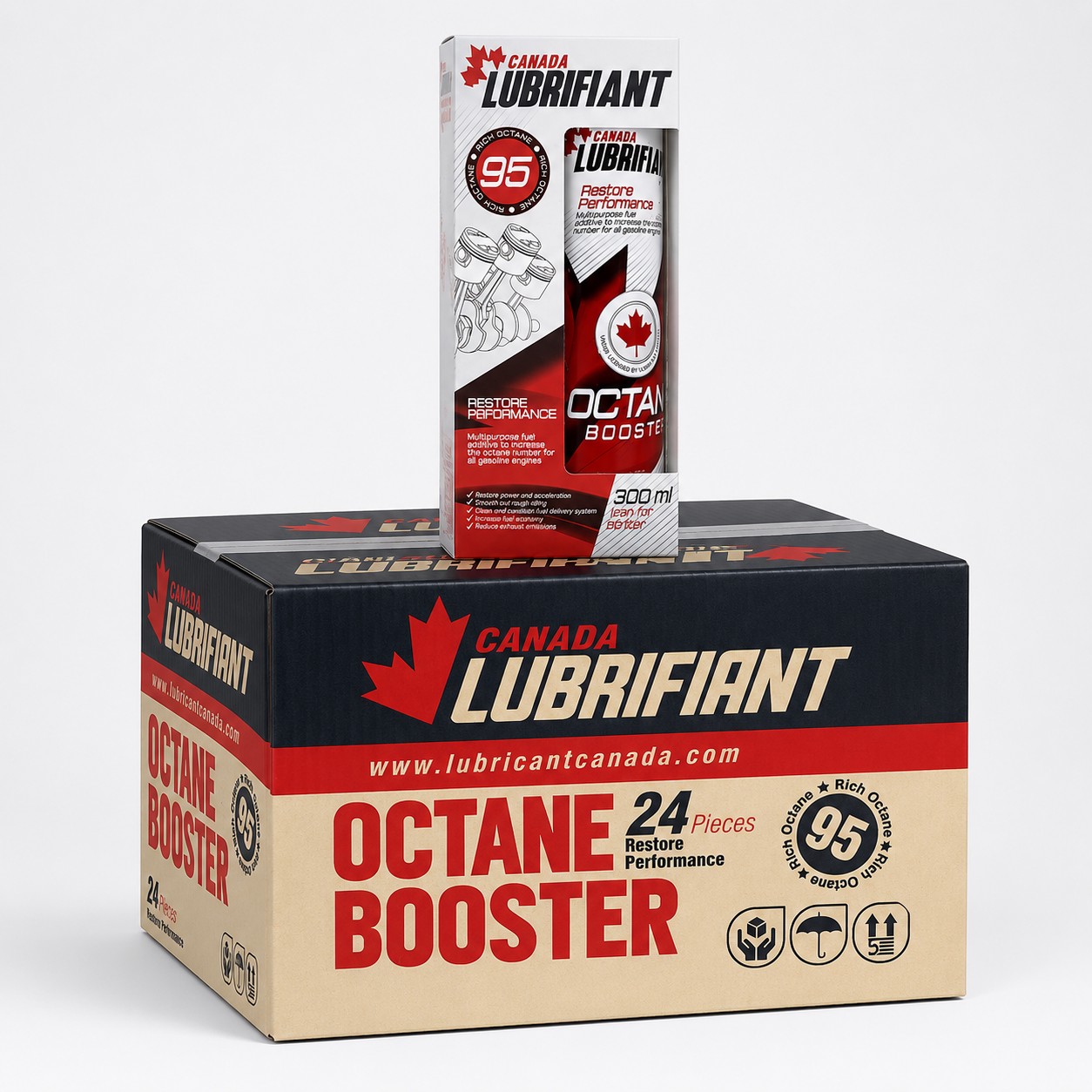 کارتن 24 عددی اکتان بوستر کانادا لوبریفنت مدل rich octane حجم 300 میلی لیتر