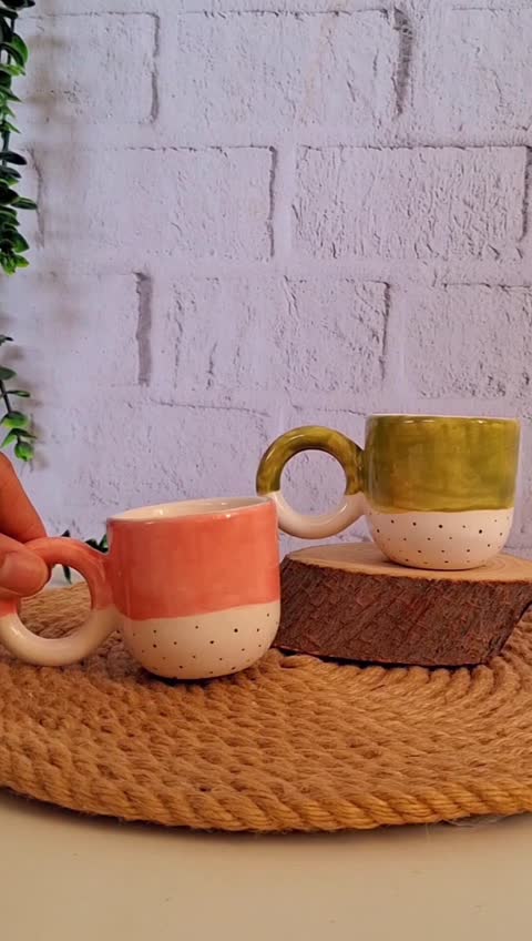 فنجان رنگی خالخالی ماگ شات قهوه قهوه خوری