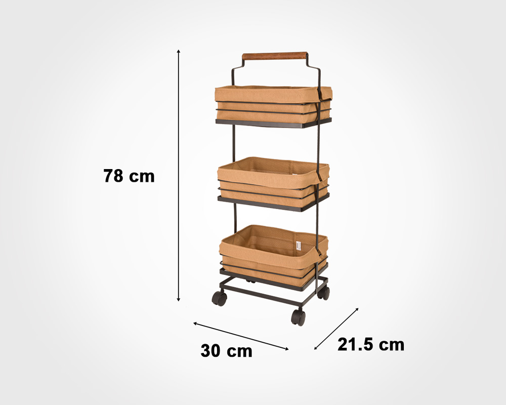 جا سیب زمینی و پیاز فلزی سه طبقه دسته چوبی لیمون کد 2323