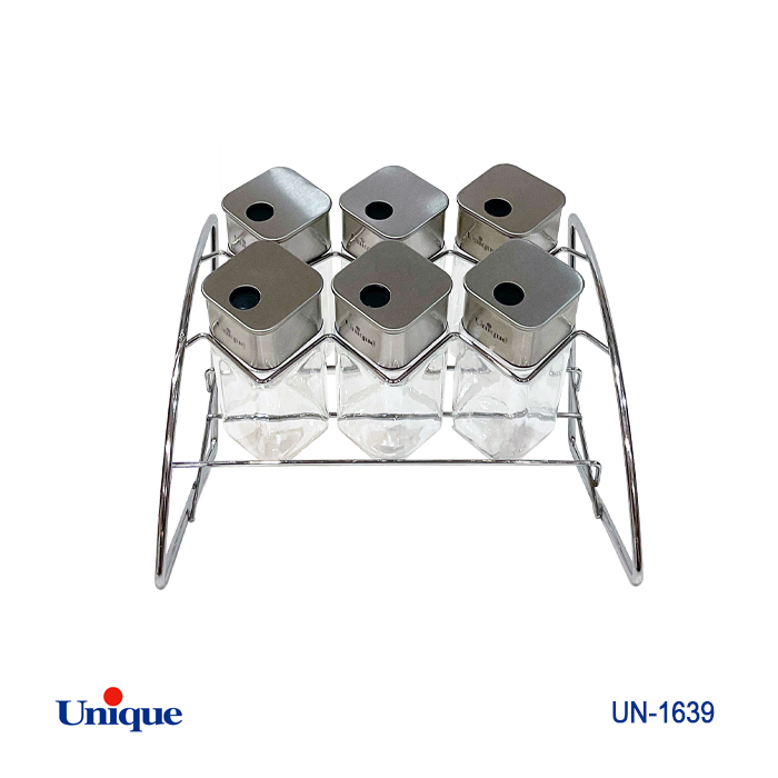 ست ادویه 6تایی شیشه مربع هلالی کد UN-1639
