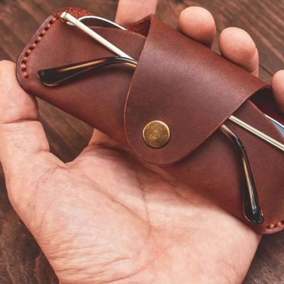 قاب عینک چرم طبیعی دست دوز 