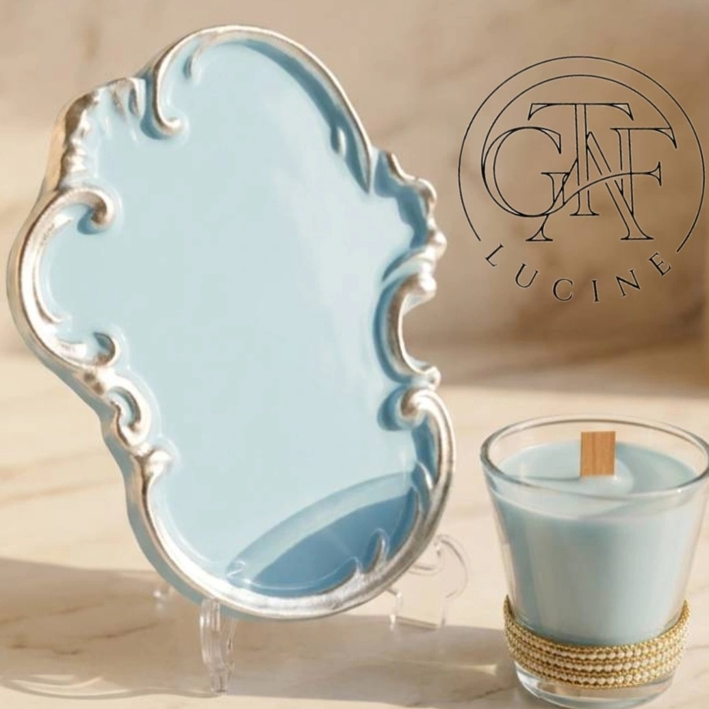 ست هدیه لوکس سینی انگلیسی و شمع عطری یاس