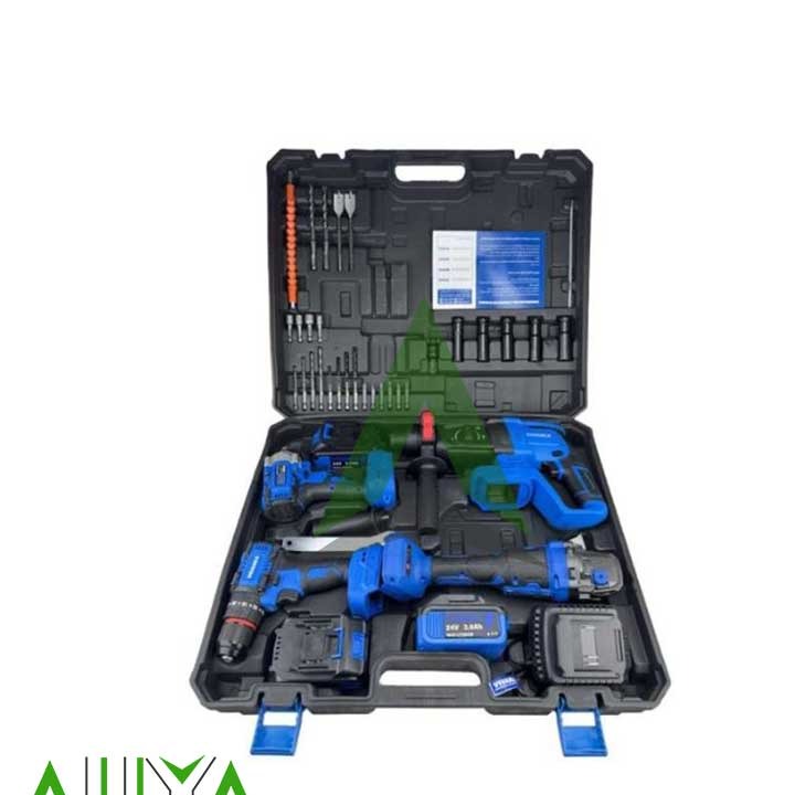 کیت چهار دستگاه ویوارکس مینی فرز و بکس و دریل چکشی و بتن کن شارژی براشلس مدل Vivarex VR2404-BCK
