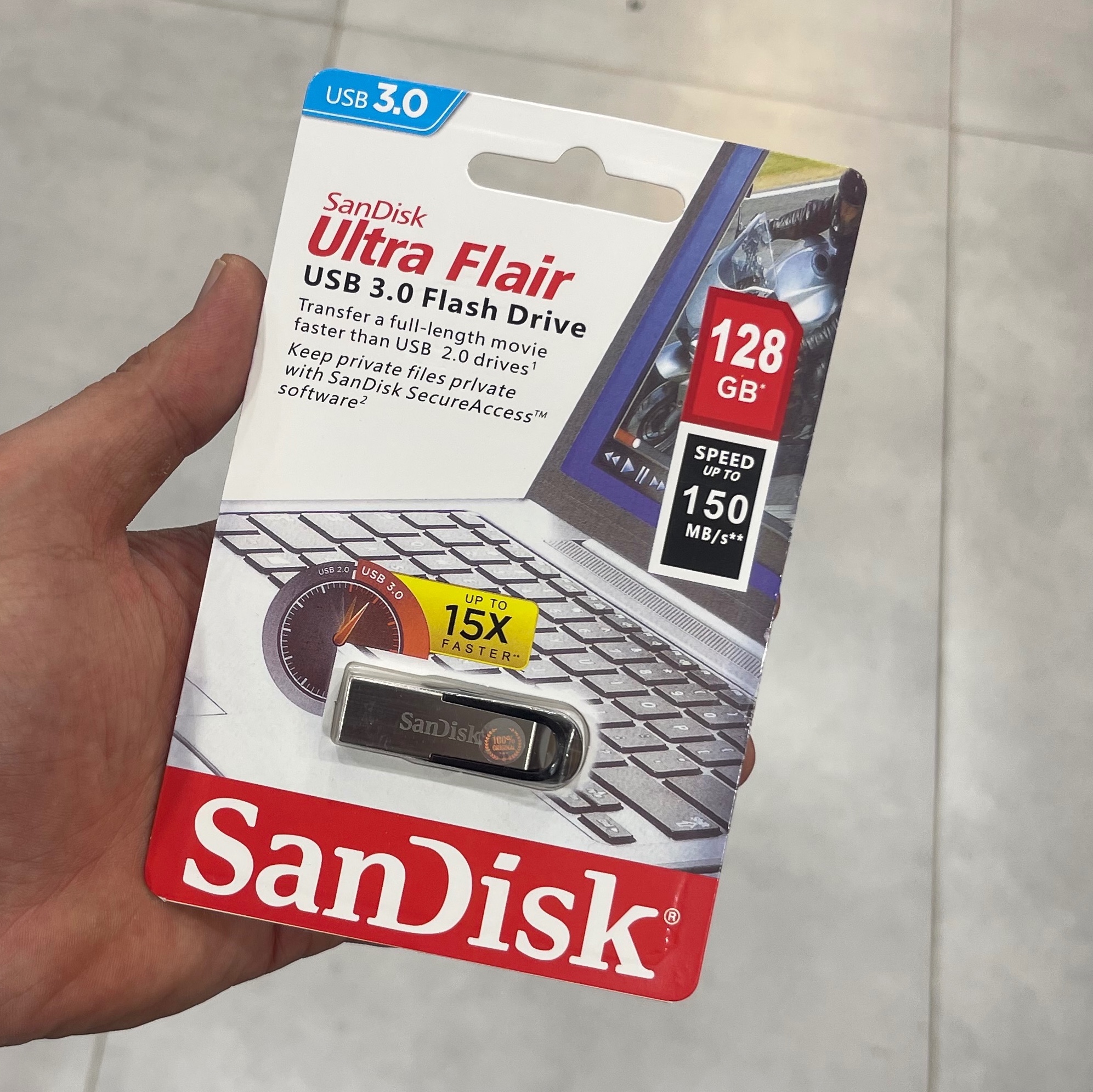 فلش 128 گیگ usb3 پر سرعت sandisk 