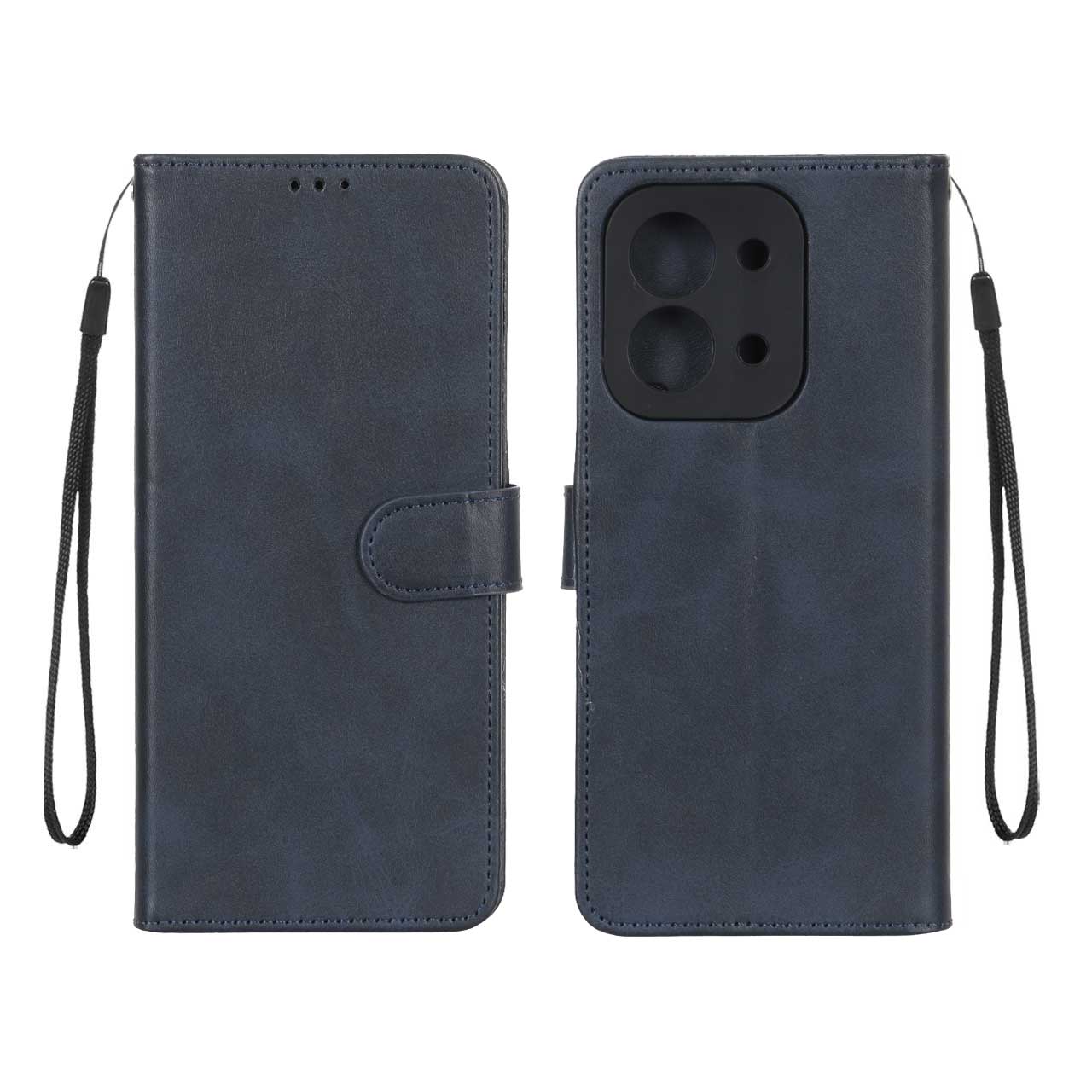کیف گوشی Redmi 15C - Poco C85 شیائومی مگنتی طرح چرم کتابی بنددار سرمه ای کد 180554