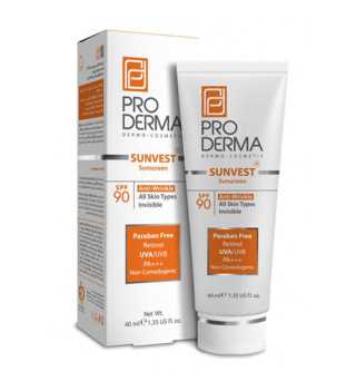 کرم ضد آفتاب و ضد چروک بی رنگ پرودرما SPF90 مناسب انواع پوست حجم 40 میلی لیتر