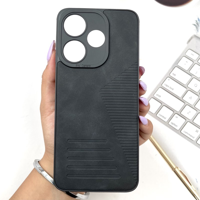 قاب گوشی Redmi 13 / Redmi 13x / Poco M6 4G شیائومی Linear Case چرم طرح کلاسیک محافظ لنز دار مشکی کد 588465