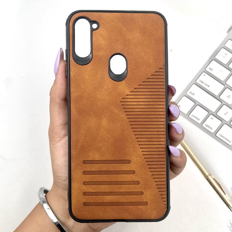 قاب گوشی Galaxy A11 / Galaxy M11 سامسونگ Linear Case چرم طرح کلاسیک عسلی کد 297391