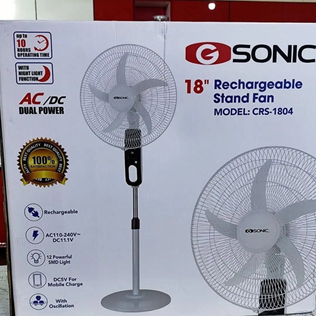 پنکه ایستاده شارژی GSONIC مدل CRS-1804 سایز 18 اینچ