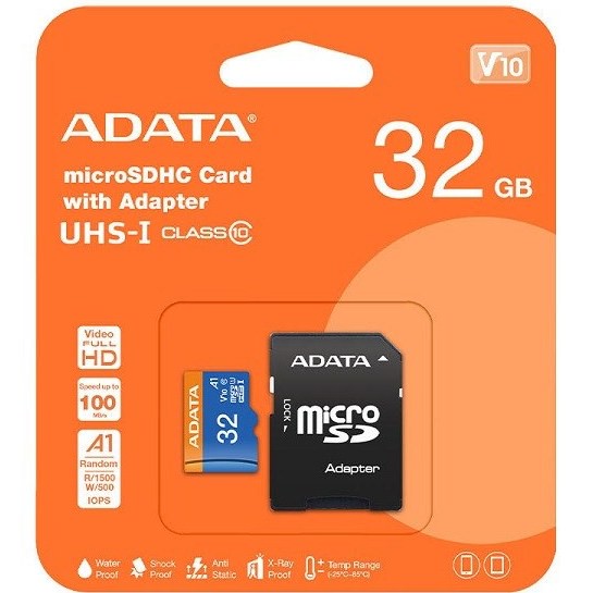 کارت حافظه microSDXC ای دیتا مدل Premier کلاس 10 استاندارد UHS-I V10 A1سرعت 100MBps ظرفیت 32 گیگ با گارانتی