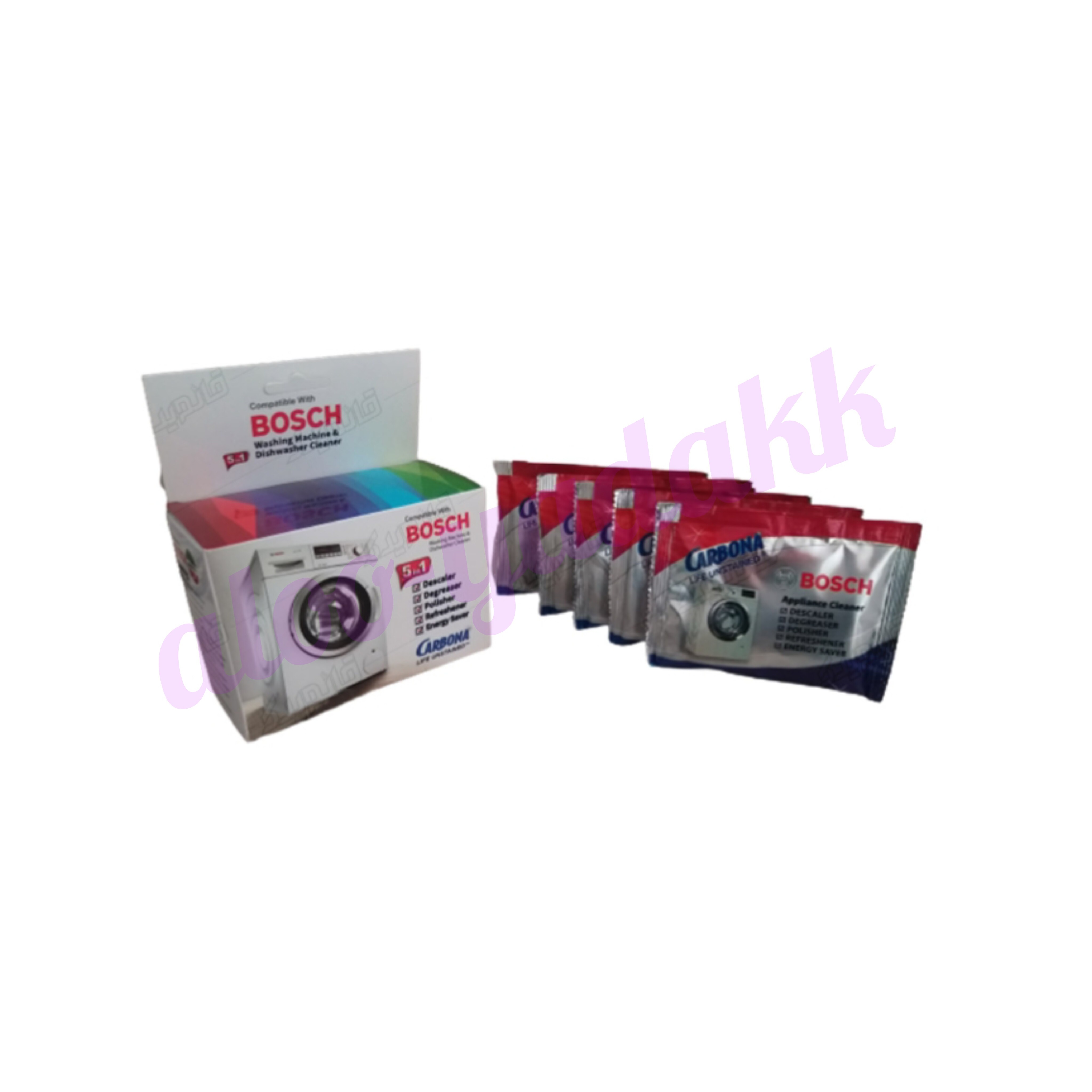 پودر جرمگیر ماشین ظرفشویی و لباسشویی بوش (5عدد داخل هر بسته)