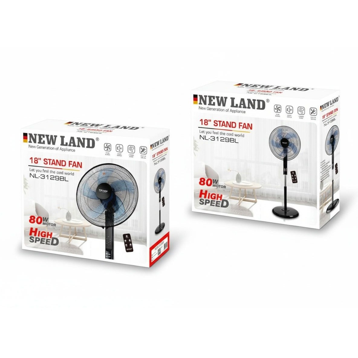 پنکه پایه دار برقی نیولند(Electric Stand Fan) مدل (NL-3129BL)