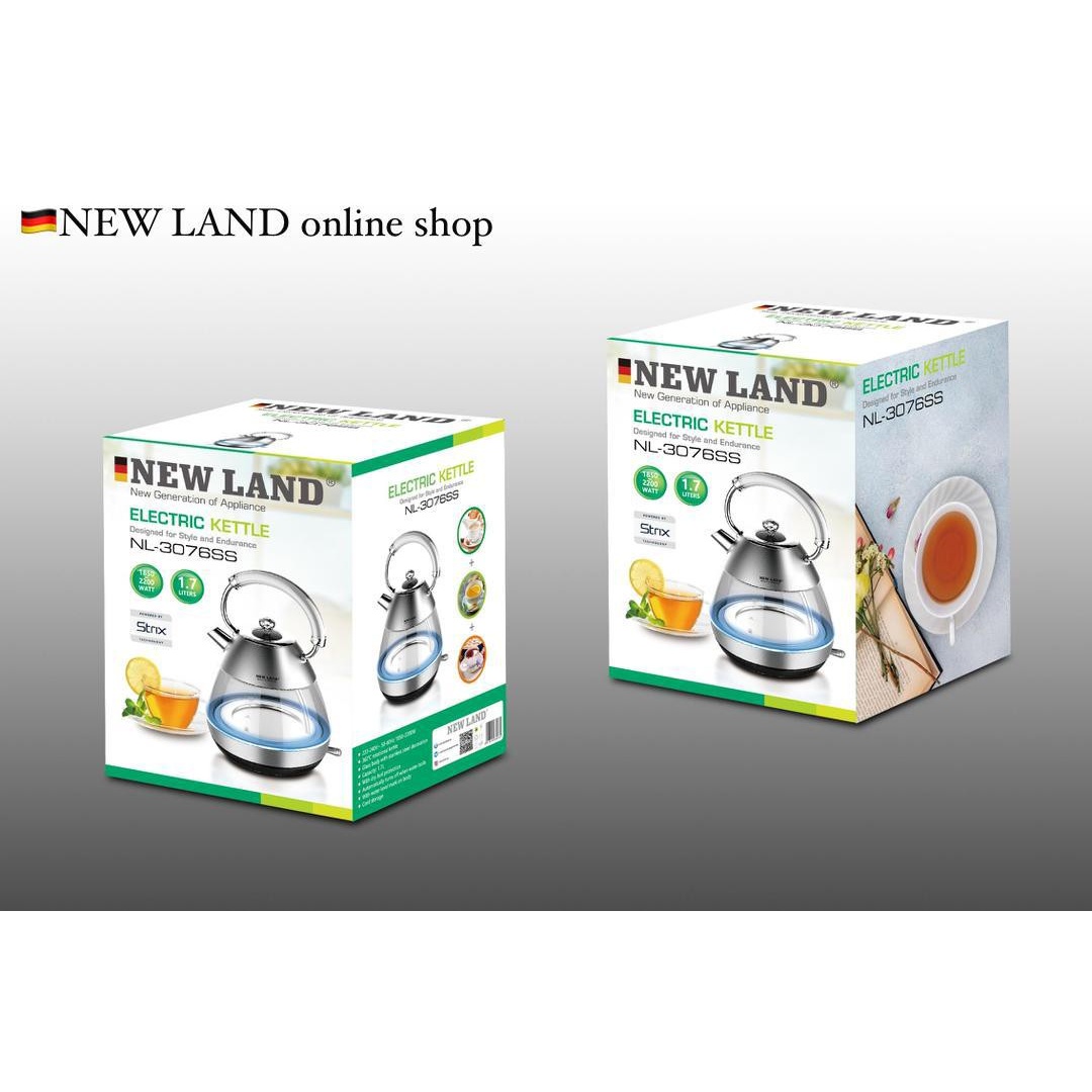 کتری برقی شیشه ای نیولند مدل 3076ss