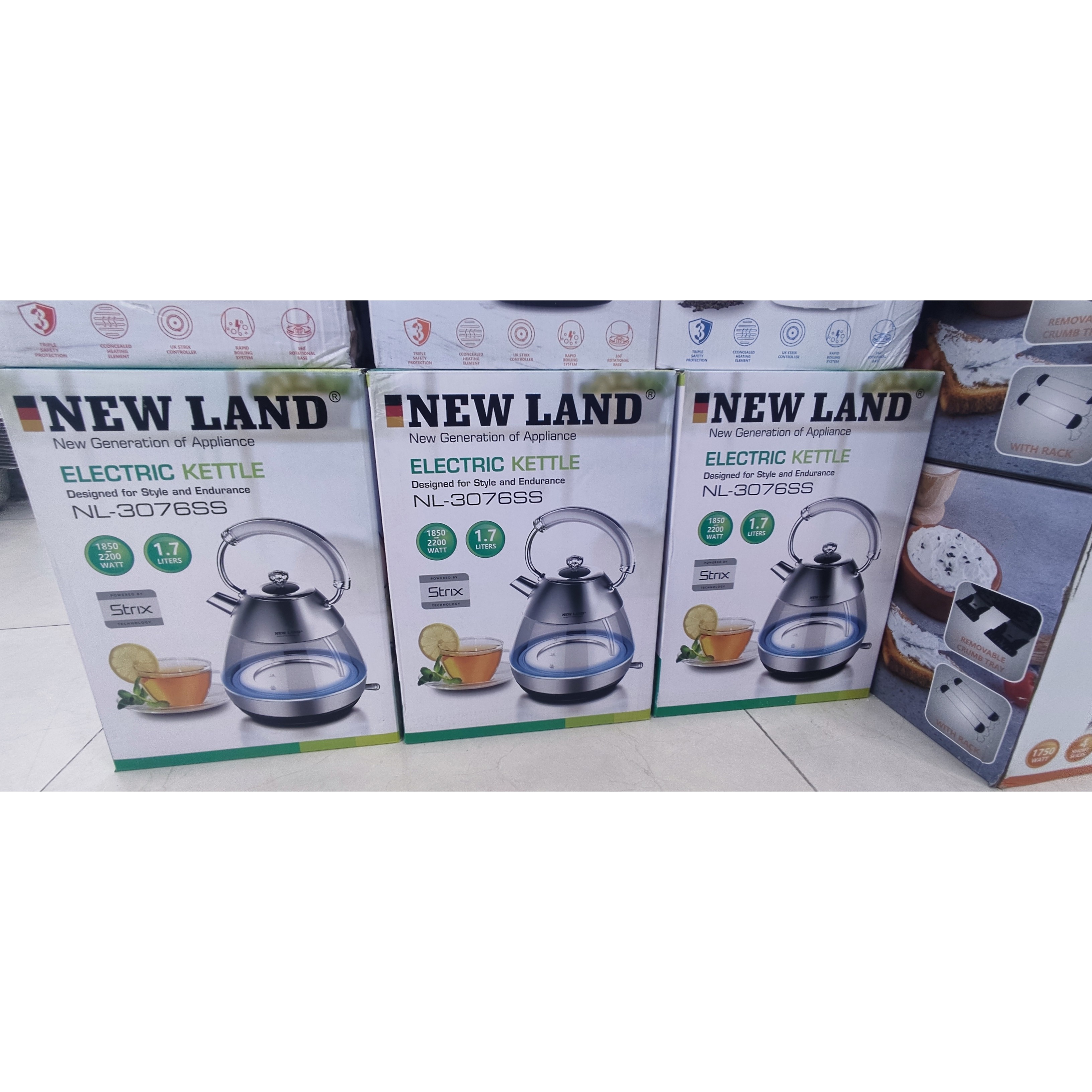 کتری برقی شیشه ای نیولند مدل 3076ss