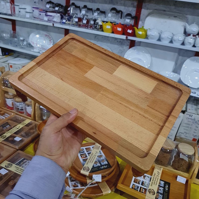 سینی چوبی پایه دار رایز با چوب راش گرجستانی کد 11064