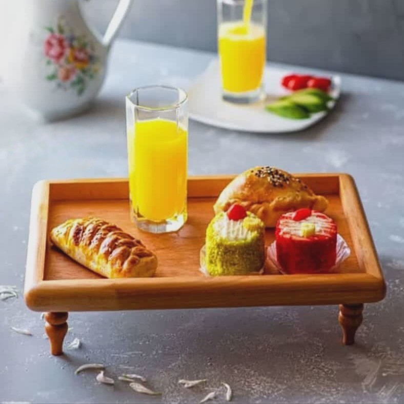 سینی چوبی پایه دار رایز با چوب راش گرجستانی کد 11086