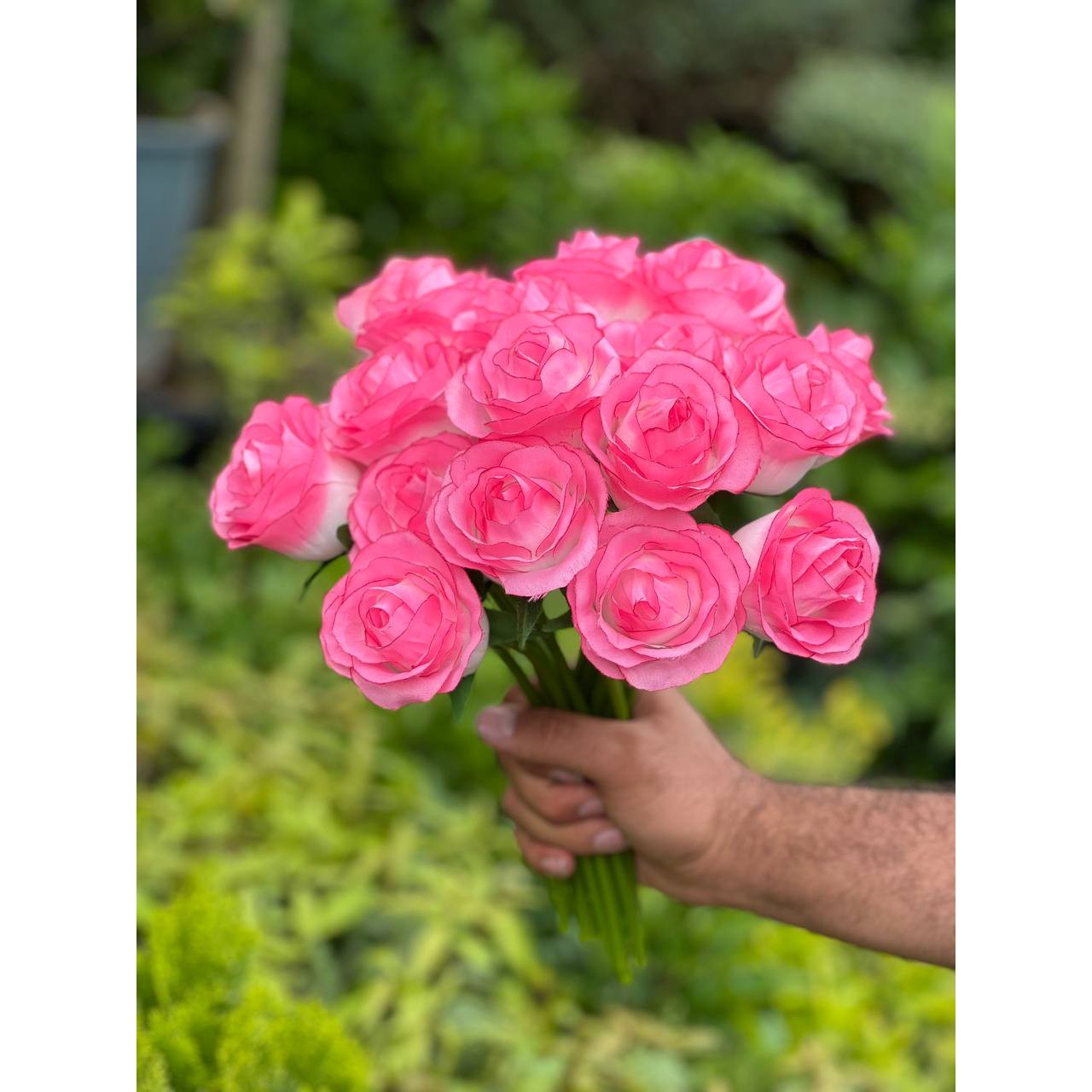 گل مصنوعی رز هلندی (سفید صورتی) مجموعه 10عددی