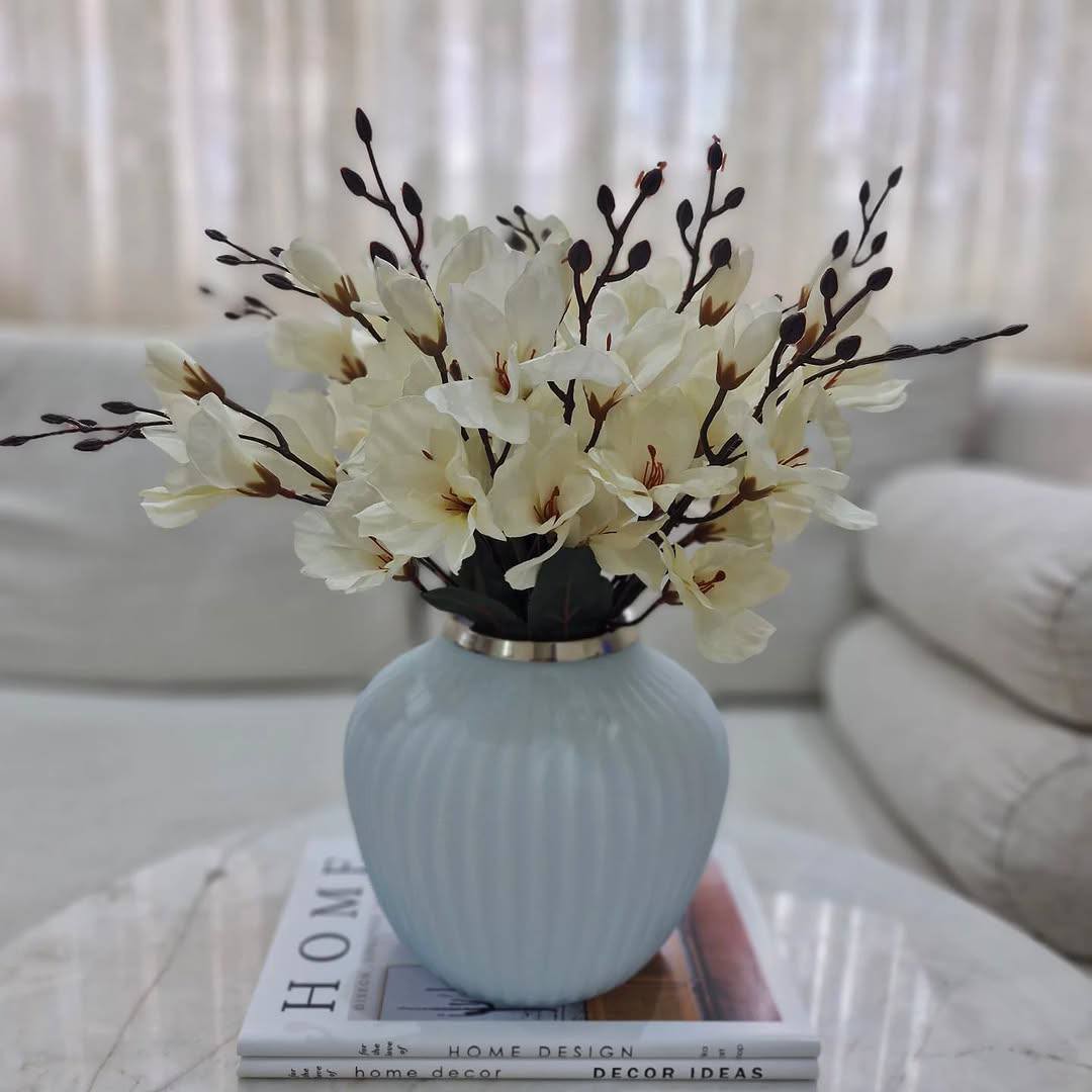 گل مصنوعی بوته آلستر سفید 20گل درجه 1وارداتی
