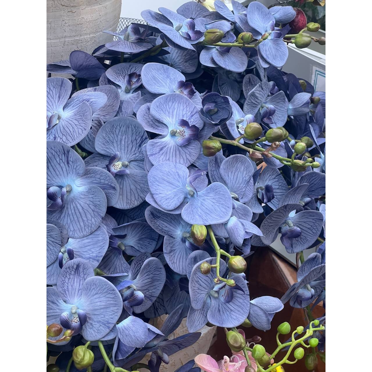 گل مصنوعی ارکیده مصنوعی وارداتی چرمی رنگ آبی