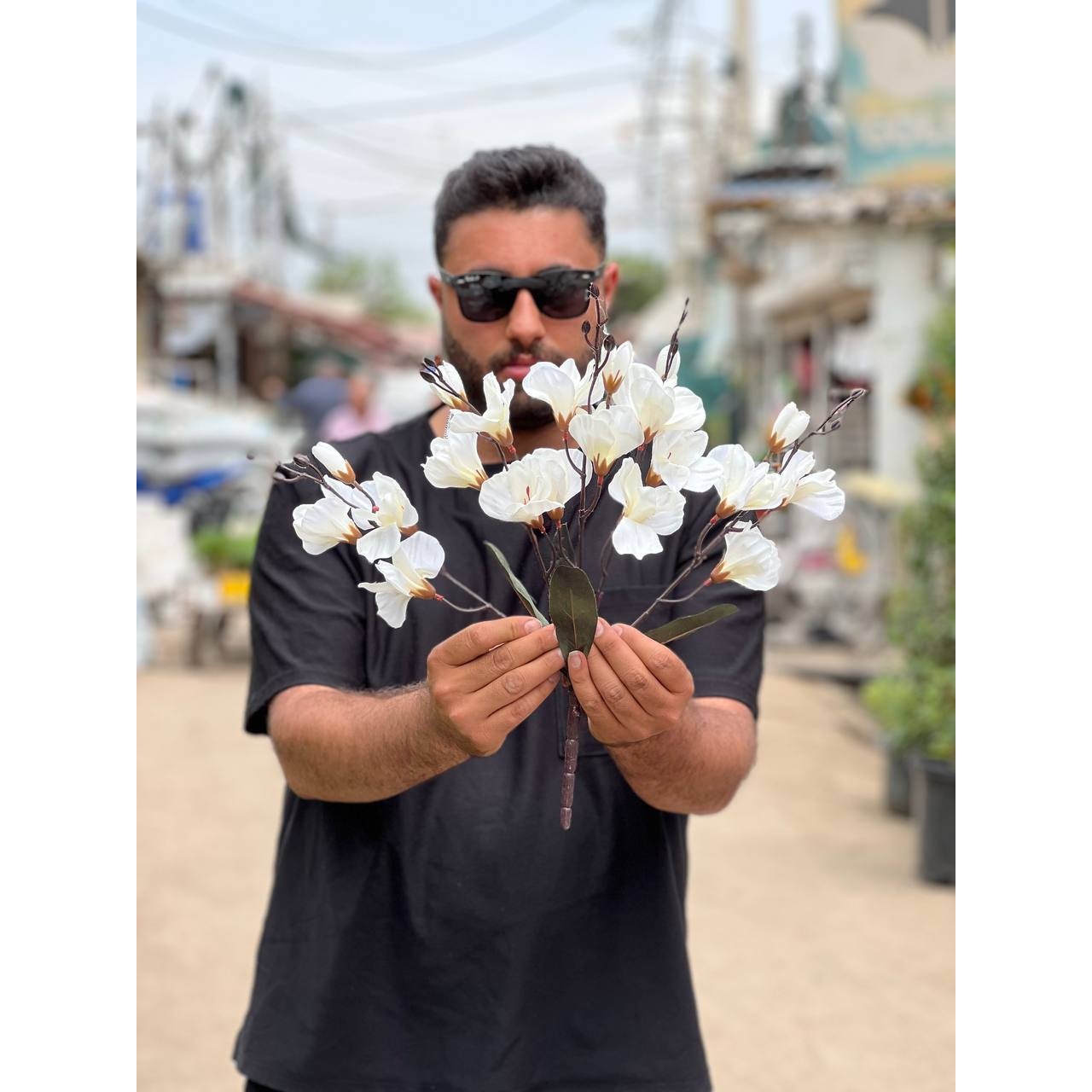 گل مصنوعی بوته آلستر سفید 20گل درجه 1وارداتی