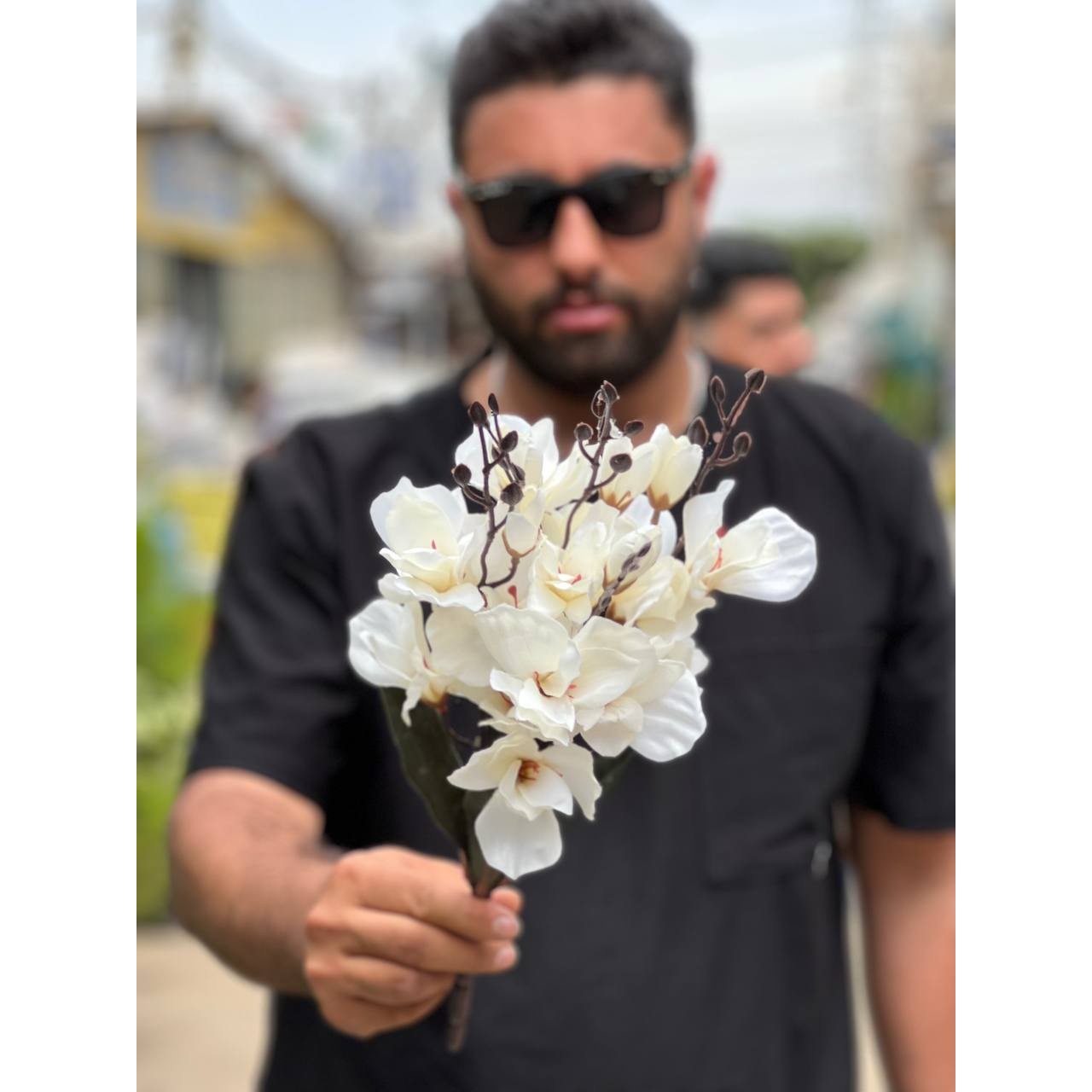 گل مصنوعی بوته آلستر سفید 20گل درجه 1وارداتی