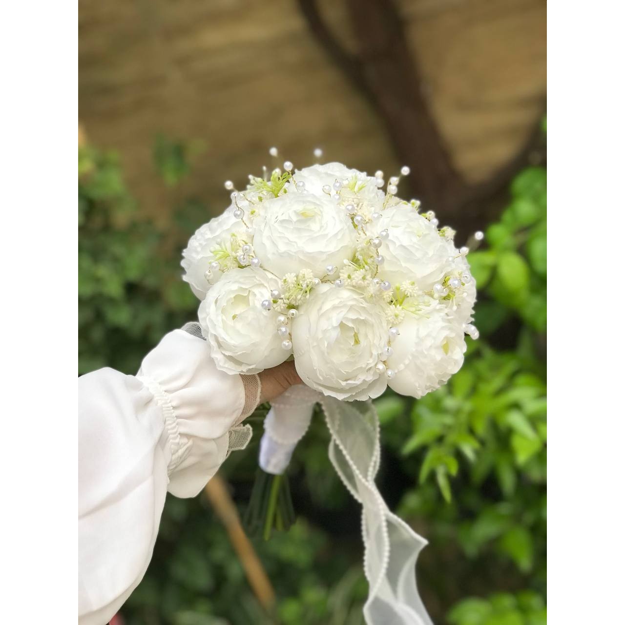 دسته گل پیونی مرواریدی 10 شاخه گل کت