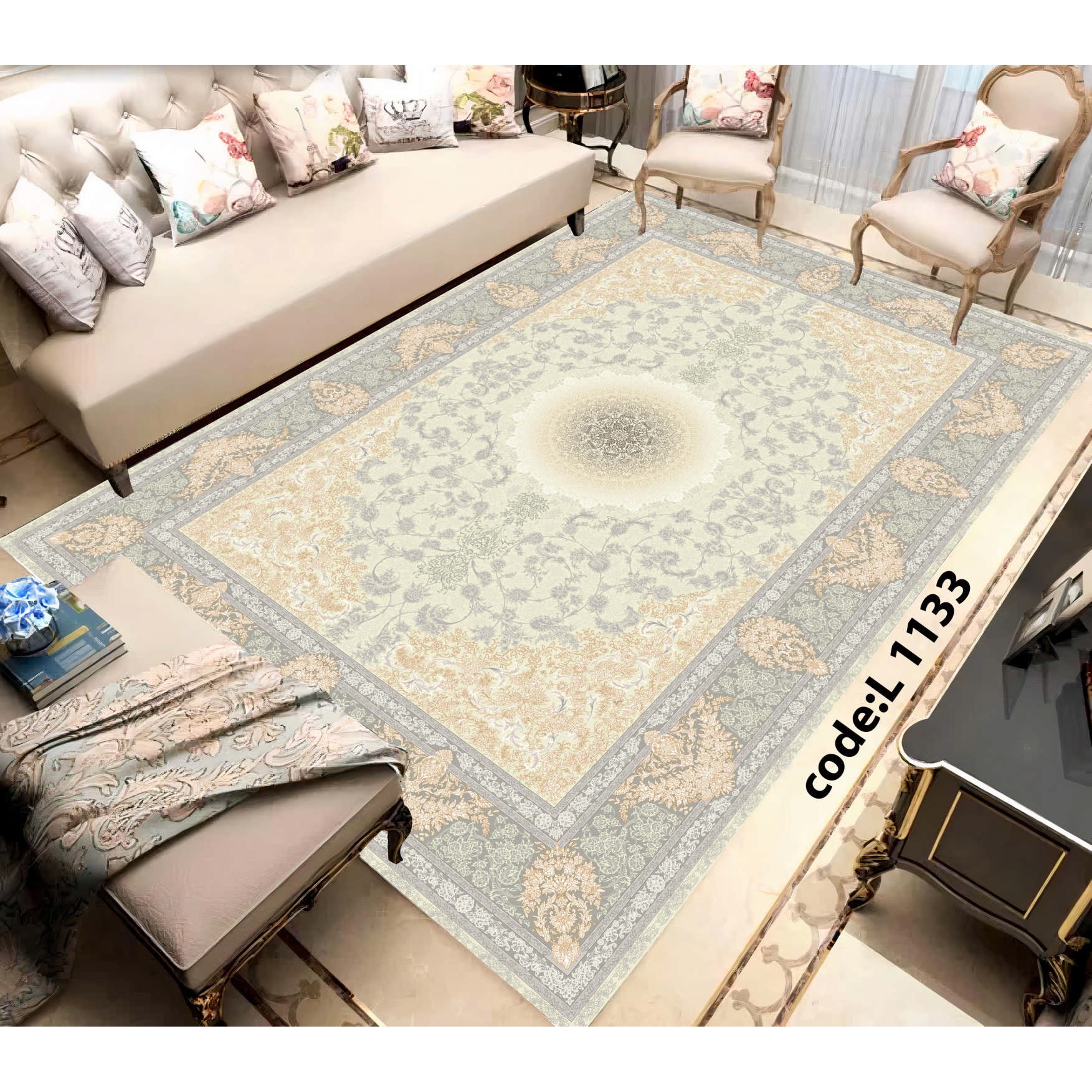 روفرشی کشدار (کاور فرش) و فرشینه و پادری کالای خواب متین کد L 1133