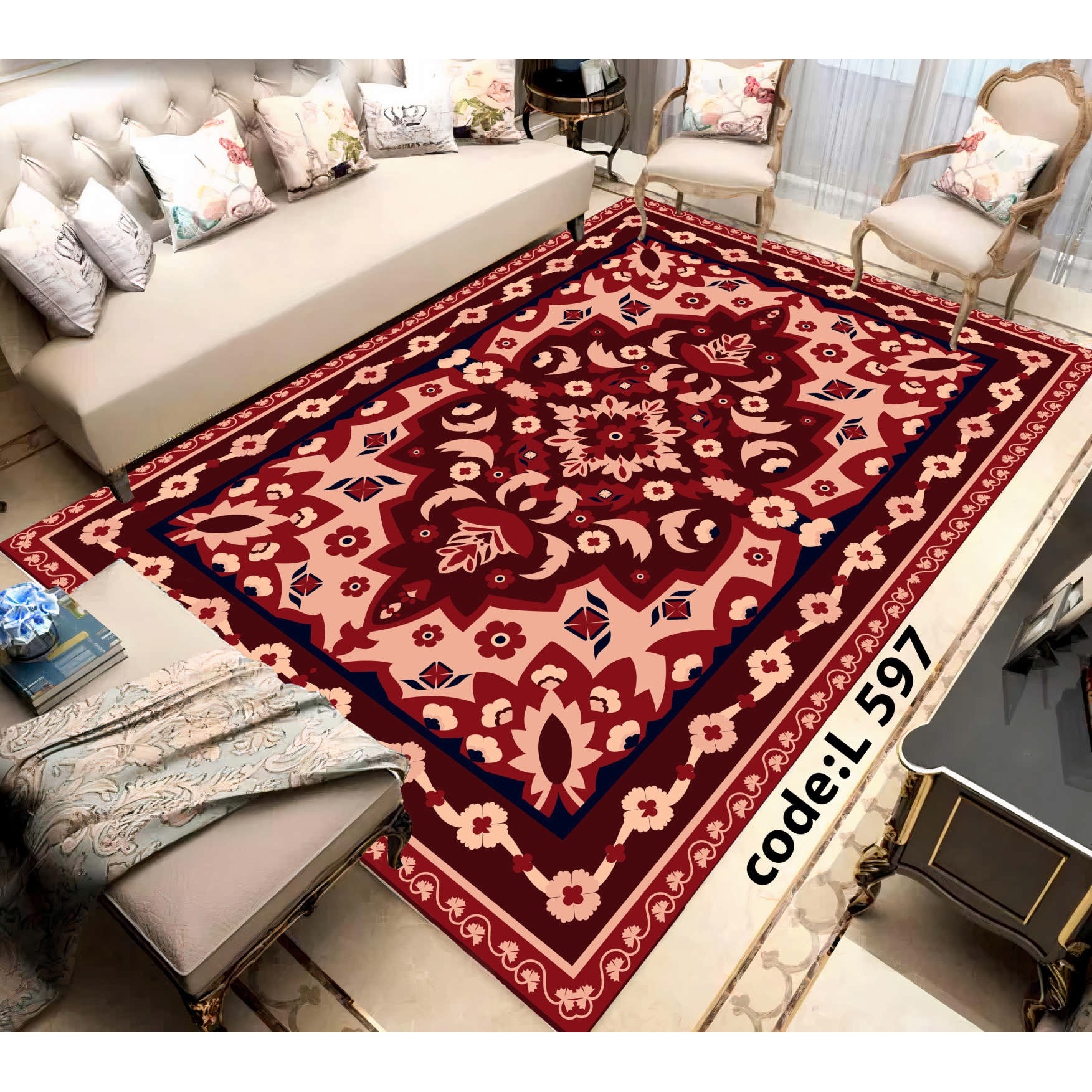روفرشی کشدار (کاور فرش) و فرشینه و پادری کالای خواب متین کد L 597
