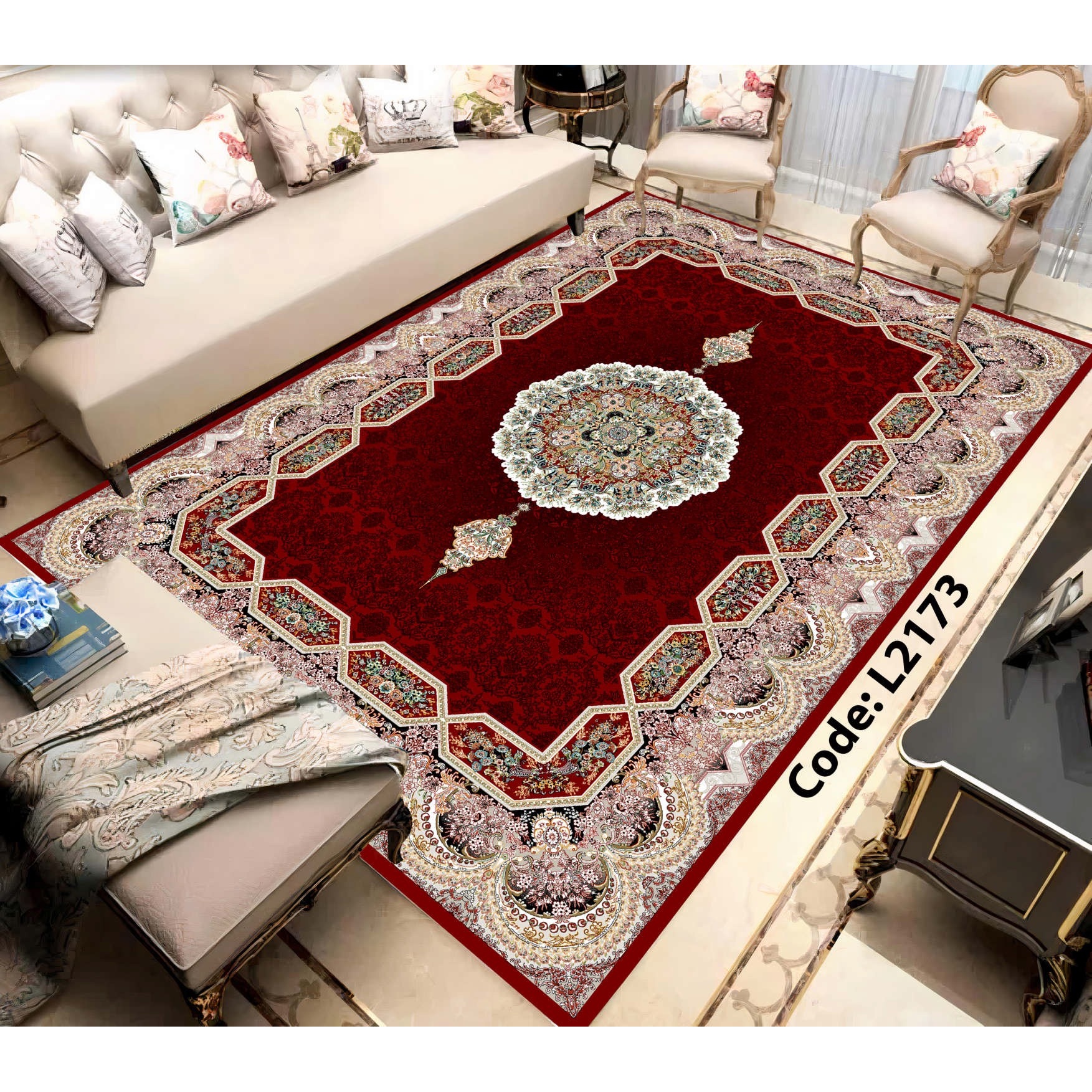 روفرشی کشدار (کاور فرش) و فرشینه و پادری کالای خواب متین کد L 2173