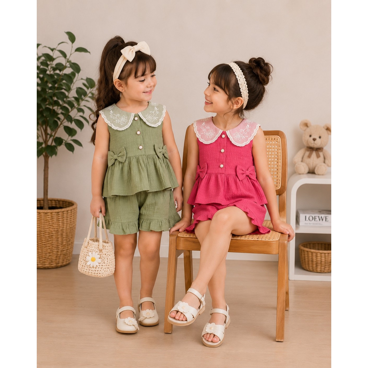 ست تاپ شلوارک اطلس 2 تا 6سال