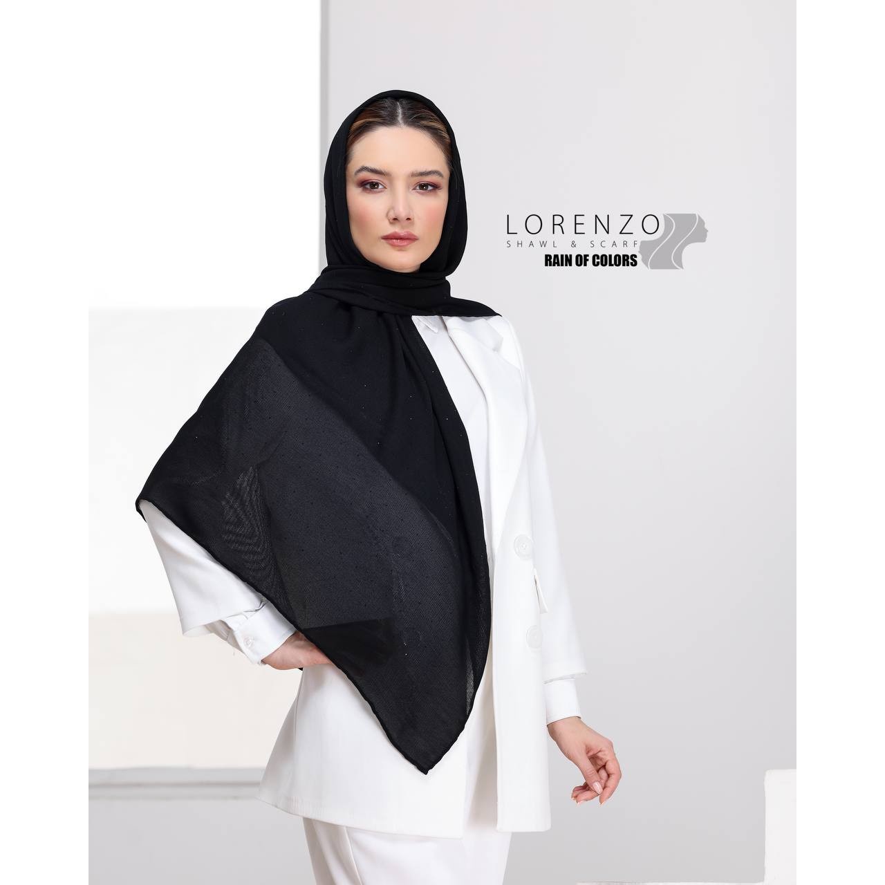 روسری مشکی کریپ حاشیه نگین