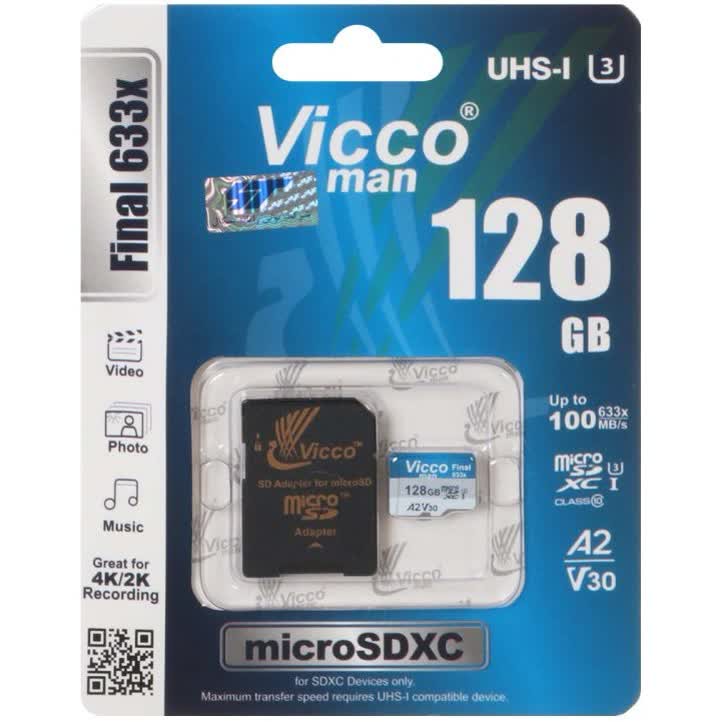 کارت حافظه ویکومن مدل Final633X ظرفیت 128 گیگابایت به همراه آداپتور