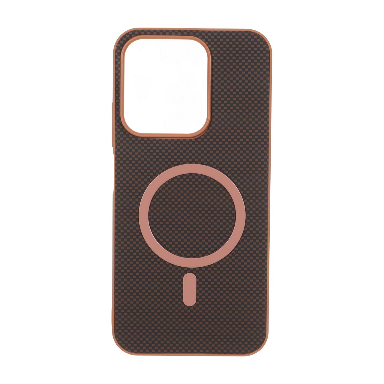 قاب مگ سیف شیائومی طرح شطرنجی Magnet فلزی Xiaomi Redmi 15C Poco C85 - قهوه ای