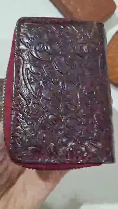 جاکارتی چرم برجسته آکاردئونی زیپدار مردانه زنانه هدیه