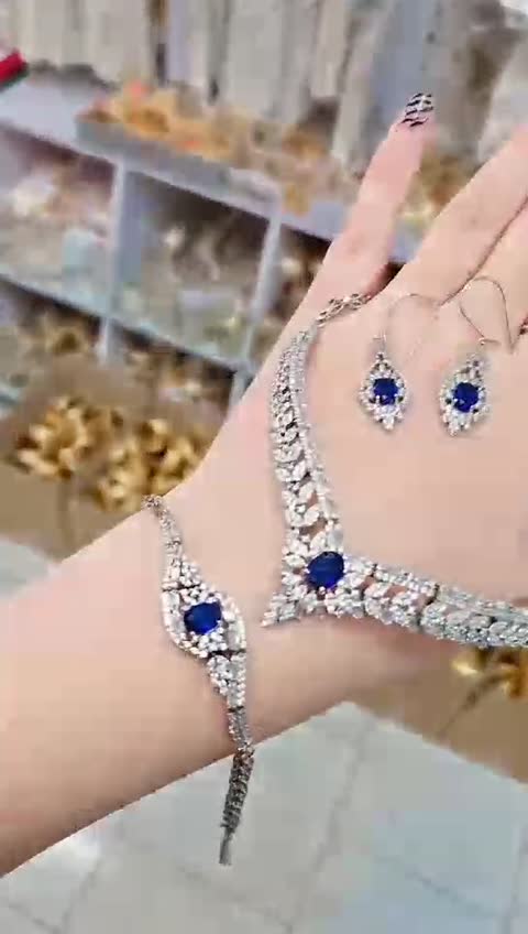 سرویس جواهری نگین سورمه ای شیک