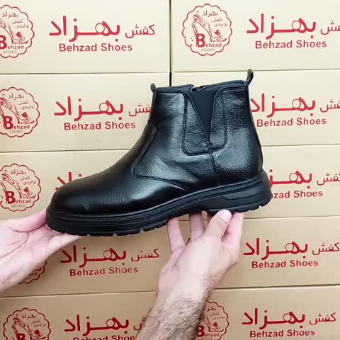 پوتین چرم طبیعی گاوی مردانه پسرانه رنگ مشکی سایز 40 تا 44 زیره پیو کفی طبی بغل زیپ لژ چهار سانتی آستر چرم میشن