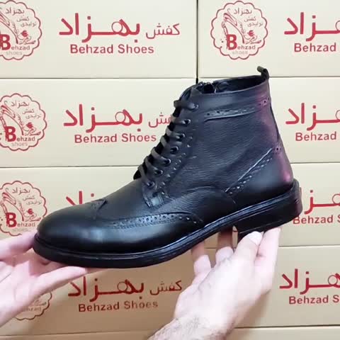 پوتین چرم طبیعی گاوی مردانه پسرانه رنگ مشکی سایز 41 تا 44 زیره پیو بغل زیپ پاشنه سه سانتی آستر چرم میشن