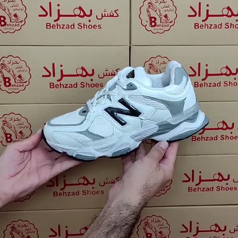 کتونی نیو بالانس مردانه پسرانه سایز 41 تا 44 رنگ سفید زیره پیو لژ چهار سانتی رویه فابیلاک و راشل خارجی کف دوخت