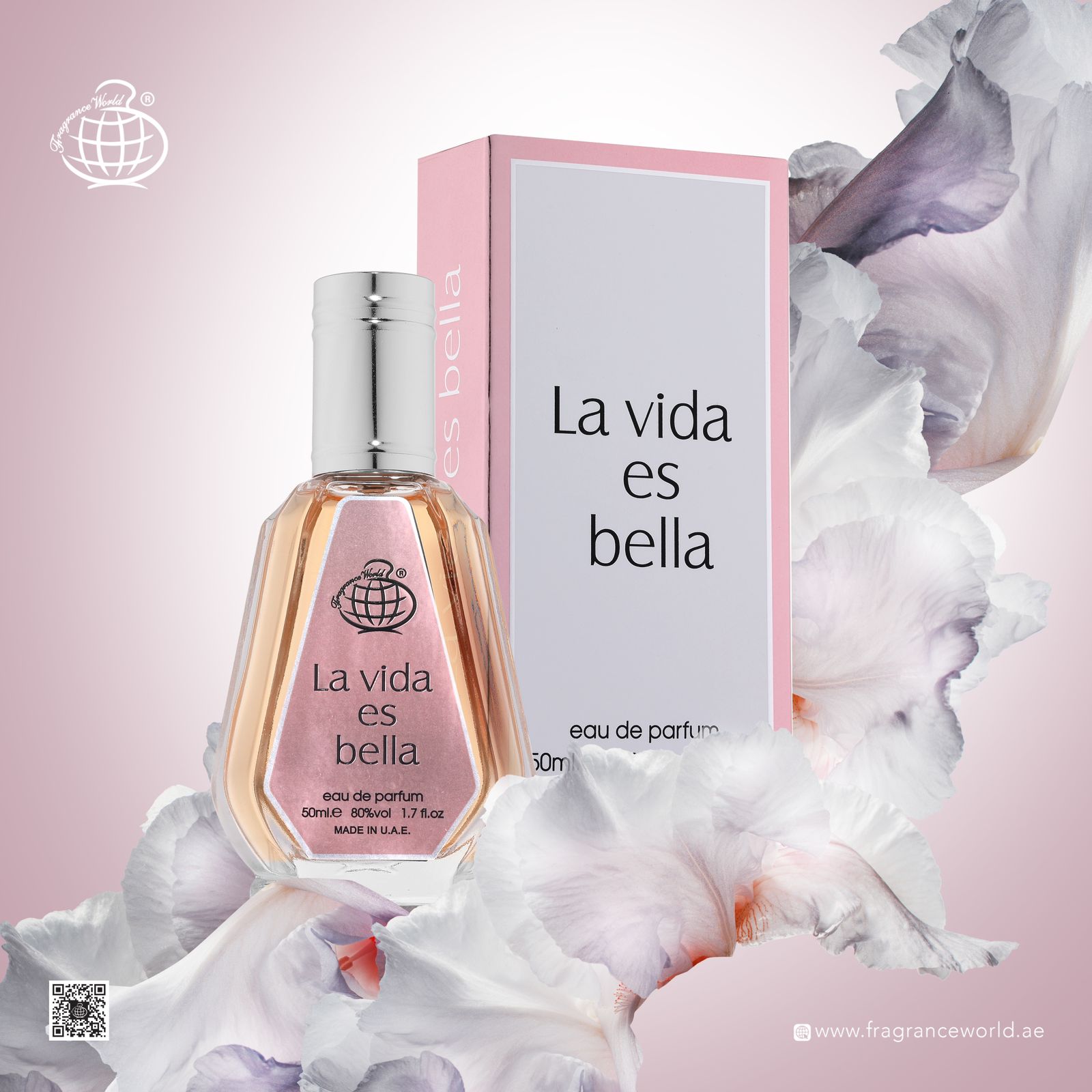 عطر ادکلن زنانه لانکوم لاویه است بله 50 میل فراگرنس ورد لا ویدا اس بلا Fragrance World La Vida Es Bella 50m