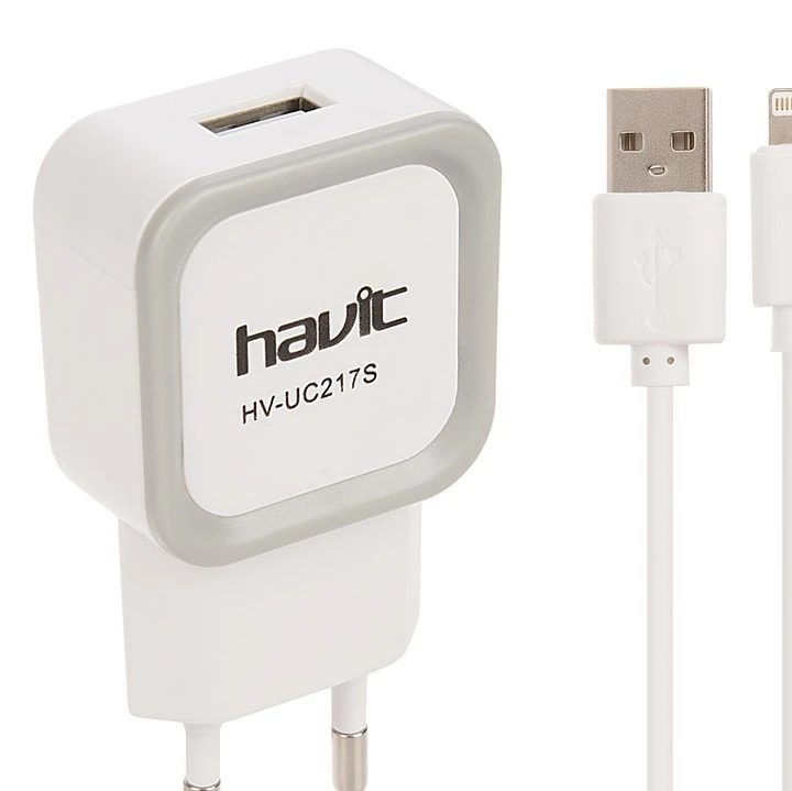 شارژر دیواری هویت مدل HV-UC217S همراه با کابل لایتنینگ کد 1090